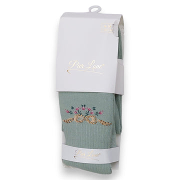 Pier Lone 1636-30924 Mädchen Strumpfhose mit duftenden Pailletten, Salbeigrün