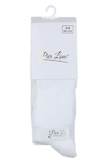 Pier Lone 1011-81025 Cremefarbene gerippte Baumwollstrumpfhose