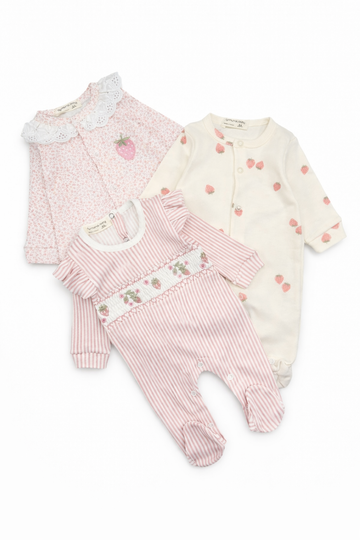 Pajacyk 3-pak dziewczęcy pudrowy róż Murat Baby 10380-26326