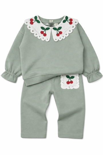 Komplet wiśnia dziewczęce szałwia Murat Baby 10378-26326