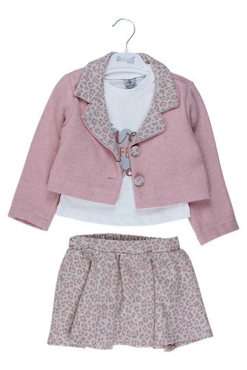 3-teiliges Set mit Leopardenmuster, mädchenhaftes Puderrosa, Sugar 1038-51125