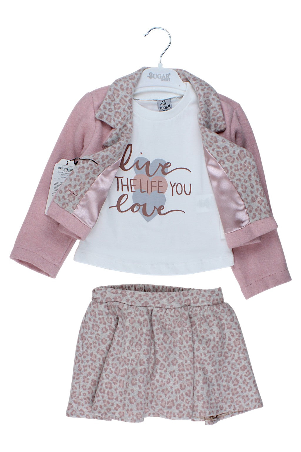 3-teiliges Set mit Leopardenmuster, mädchenhaftes Puderrosa, Sugar 1038-51125
