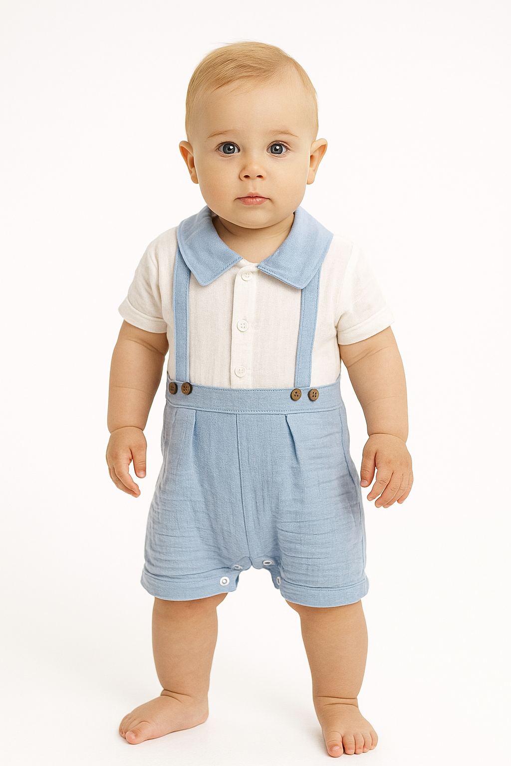 Jungen Musselin Strampler blau Ersin Baby 1104-5625-35