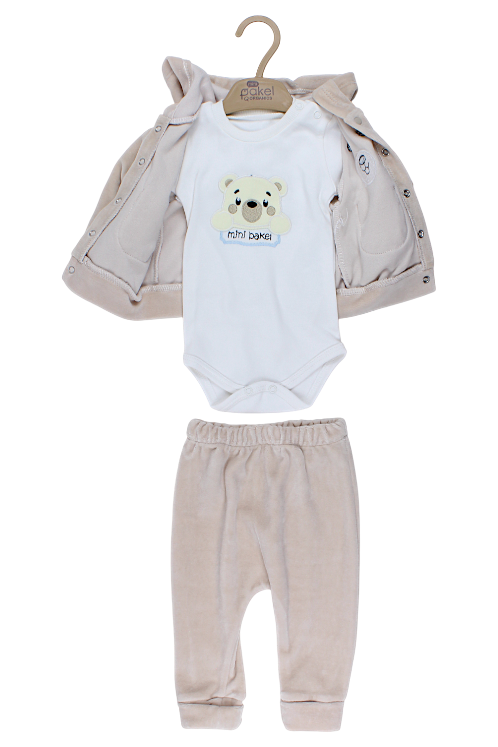 Mis Samt-Trainingsanzug für Mädchen, beige, Pakel 1290-28825