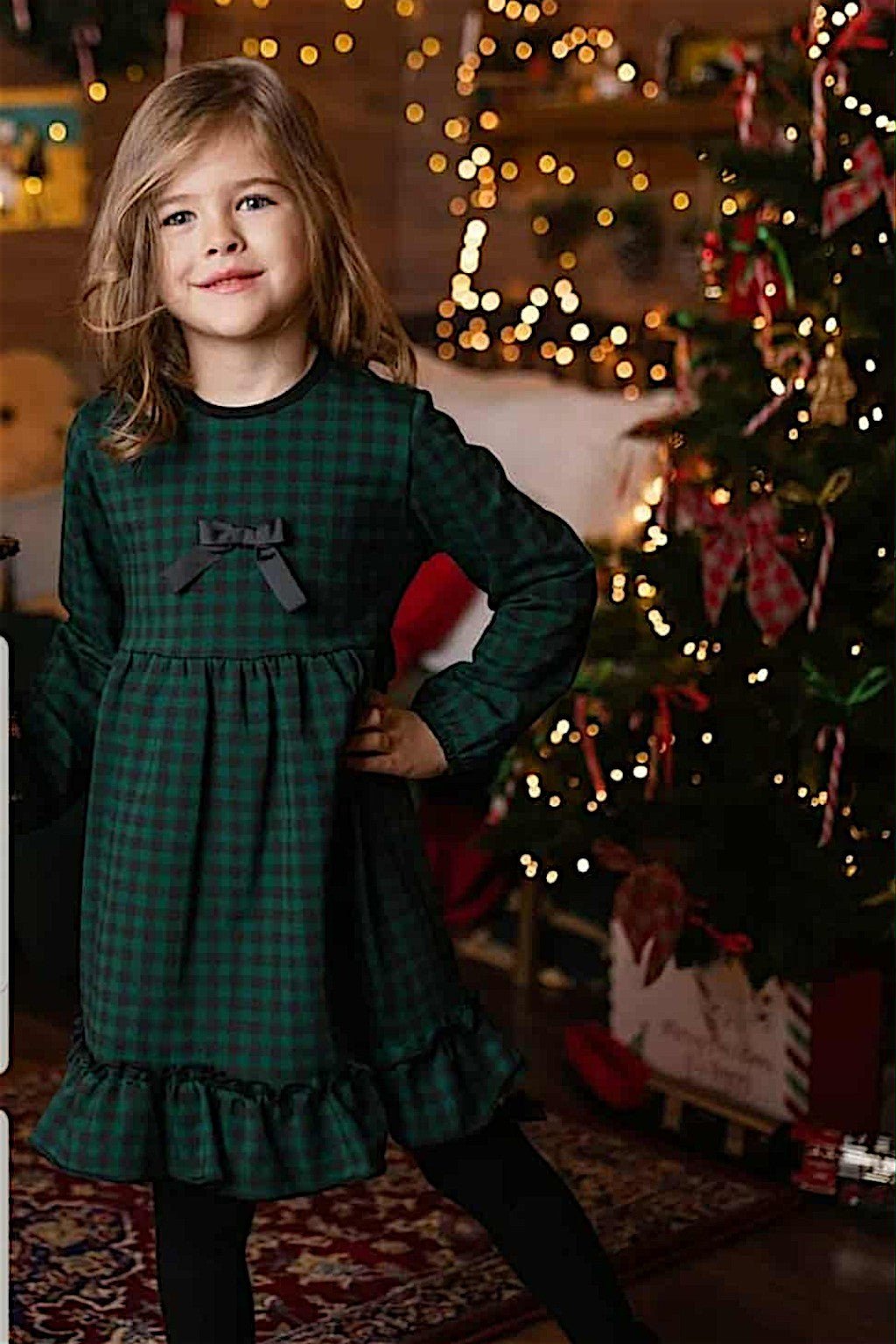 Grün kariertes Kleid für Mädchen Guliwerkids 12996-161224-48