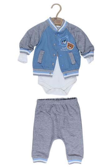 Jungen-Bodyset mit blauem Teddybärmuster, Pakel 1344-27825-35