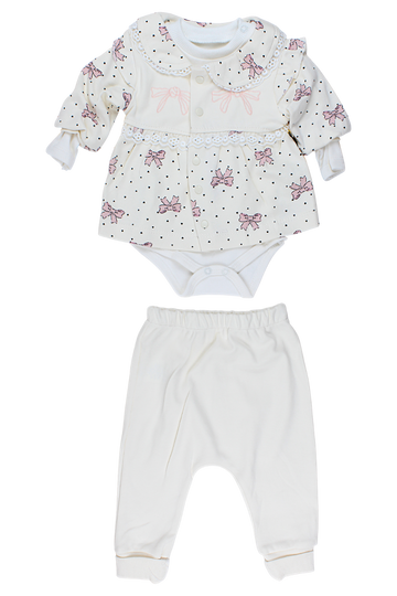 Set mit 3 mädchenhaften Schleifen, cremefarben, Pakel 1369-11925