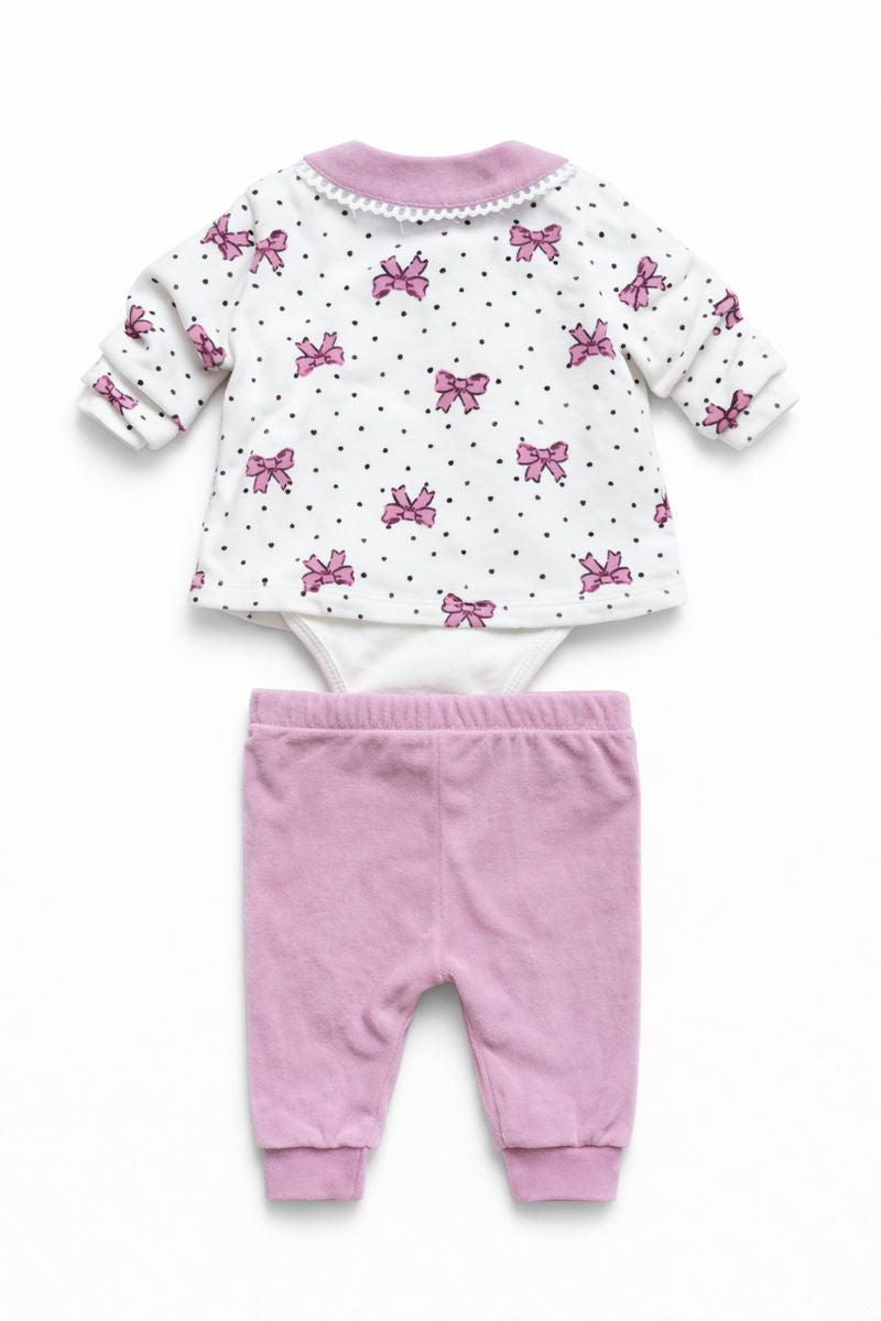 Komplet 3 części z body dziewczęcy ciemny róż Pacel 1423-121225
