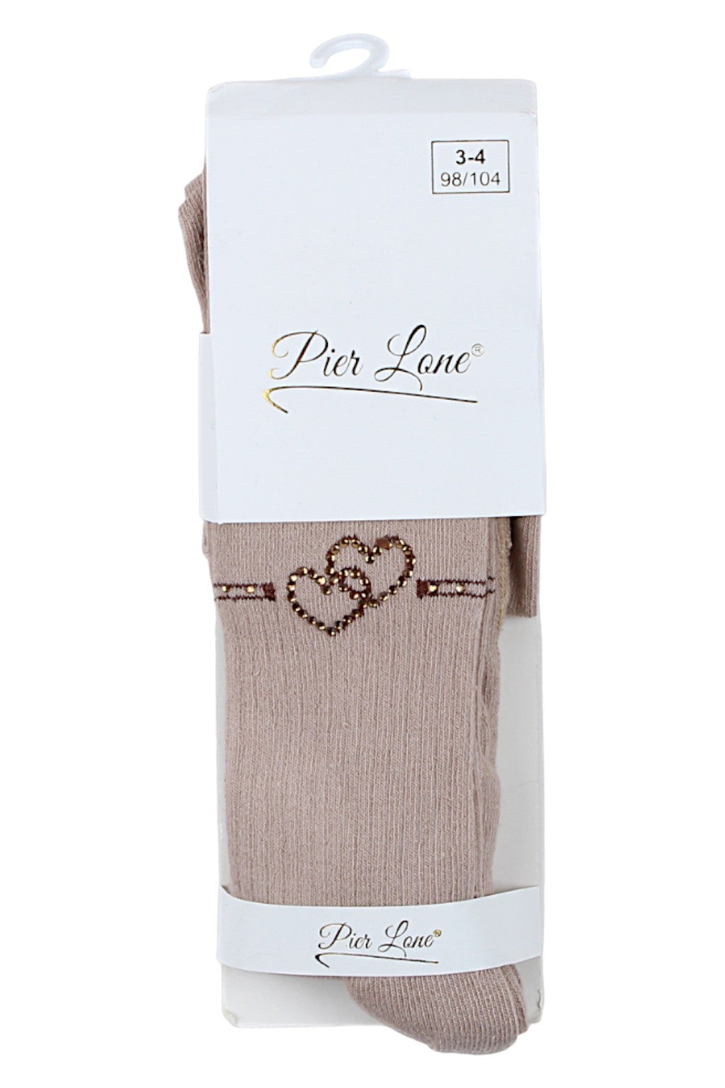 Mädchenstrumpfhose mit Zirkonia-Herz, beige, Pier Lone 1609-291025-1