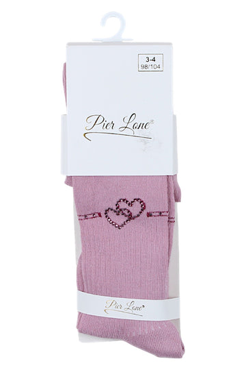 Strumpfhose mit rosa Strassherzen für Mädchen, Pier Lone 1609-291025