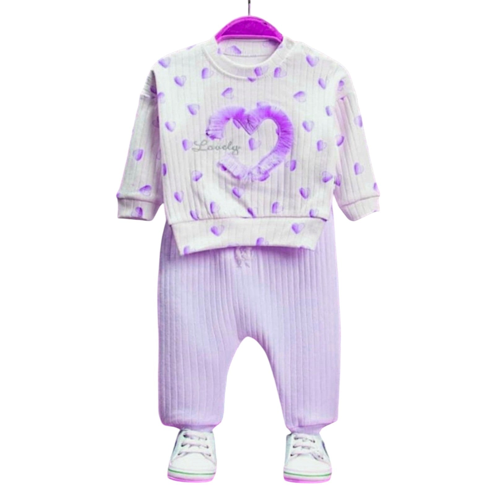 Herz-Set für Mädchen, lila, Anilco Baby 1717-27225-20