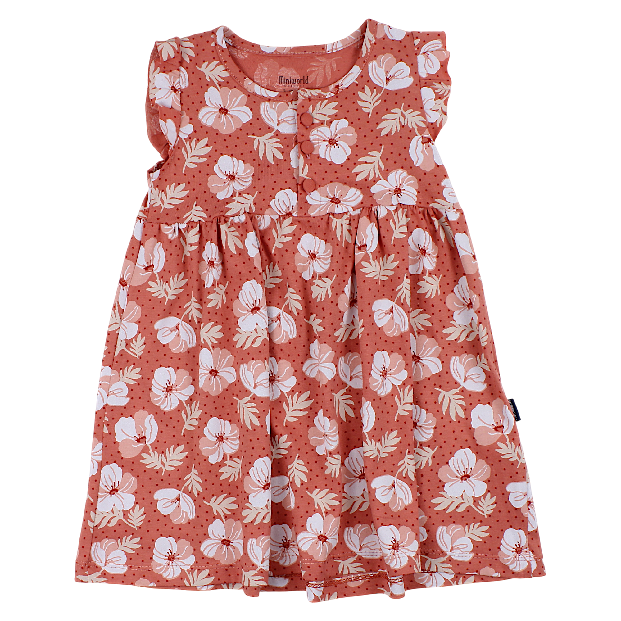 Baumwollkleid mit Blumen für Mädchen, orange, Mini Word 17254-13525-51