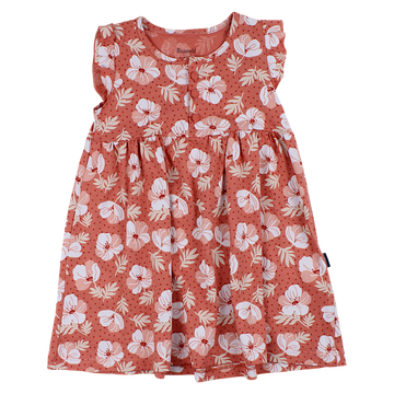 Baumwollkleid mit Blumen für Mädchen, orange, Mini Word 17254-13525-51
