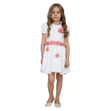 Abendkleid mit Blumenball, mädchenhaft creme MałaMi 1858-1-20325-28