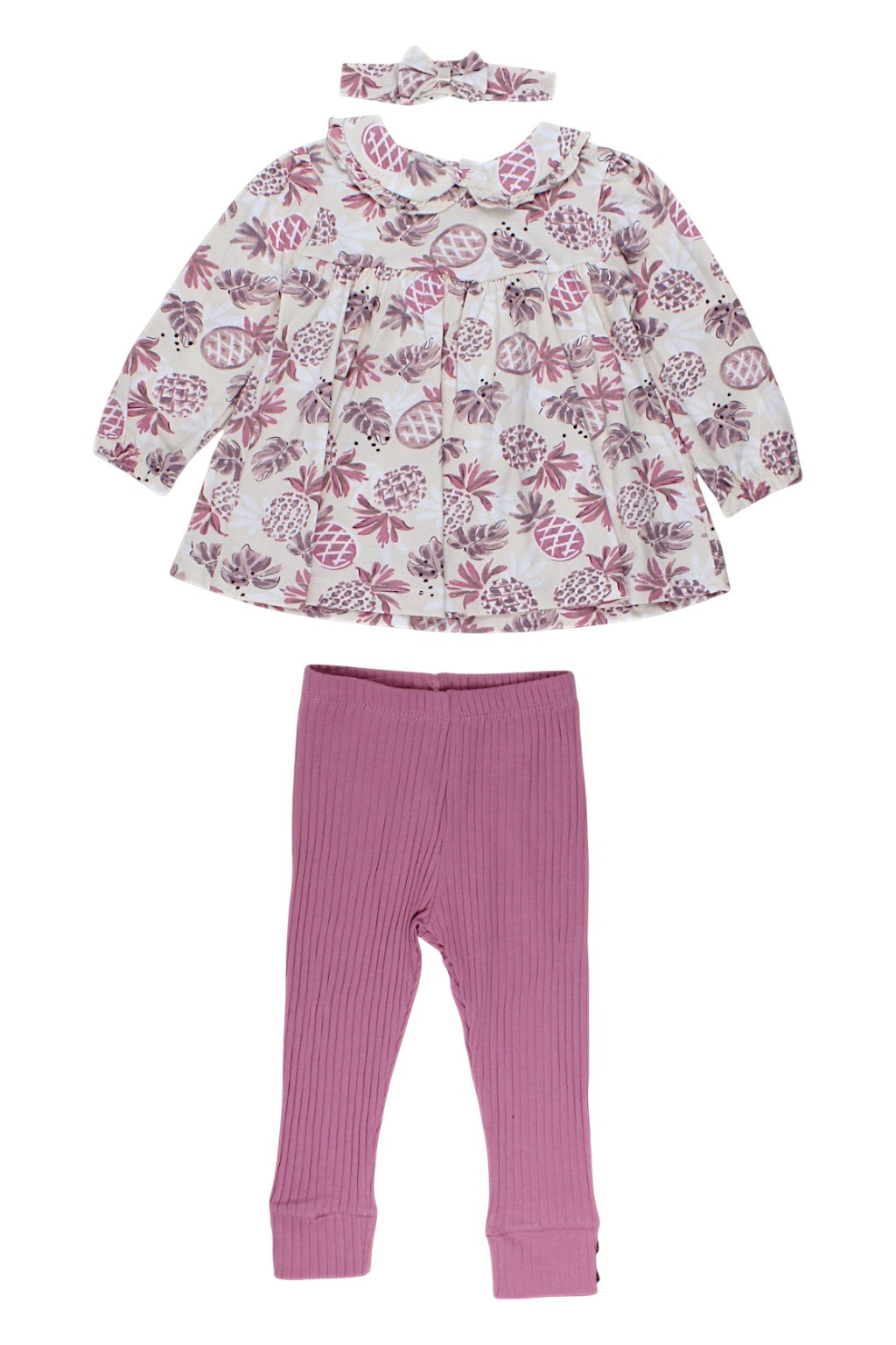 Mädchen-Set aus Bluse, Leggings und Stirnband, Beerenfarbe, Deco, G189505-16725