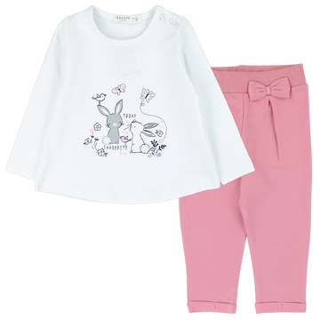Weißes Breeze Bunny-Shorts-Set für Mädchen 19613-5325-3