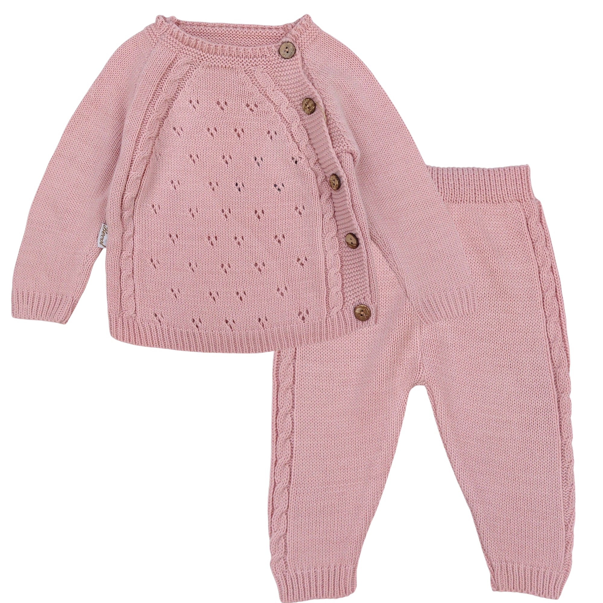 Mädchen-Set aus Wollpullover und Leggings, Altrosa Becol 1429-19924