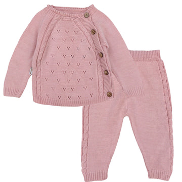 Mädchen-Set aus Wollpullover und Leggings, Altrosa Becol 1429-19924