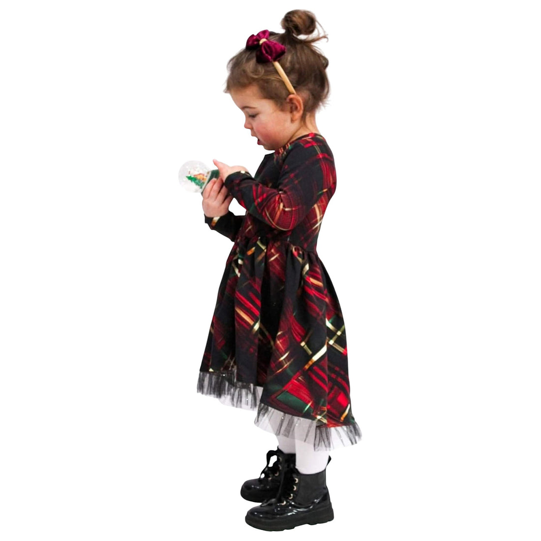 Schwarz kariertes Mädchenkleid Guliwerkids 89457-61224-14