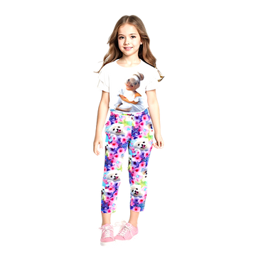 Mädchen Leggings mit Hundeprints, Digitaldruck, lila, Dresmoda 2026-11-7325-20