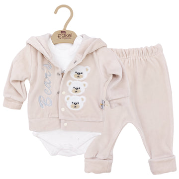 Samt-Babyset für Mädchen, beige, Pakel 1208-231024