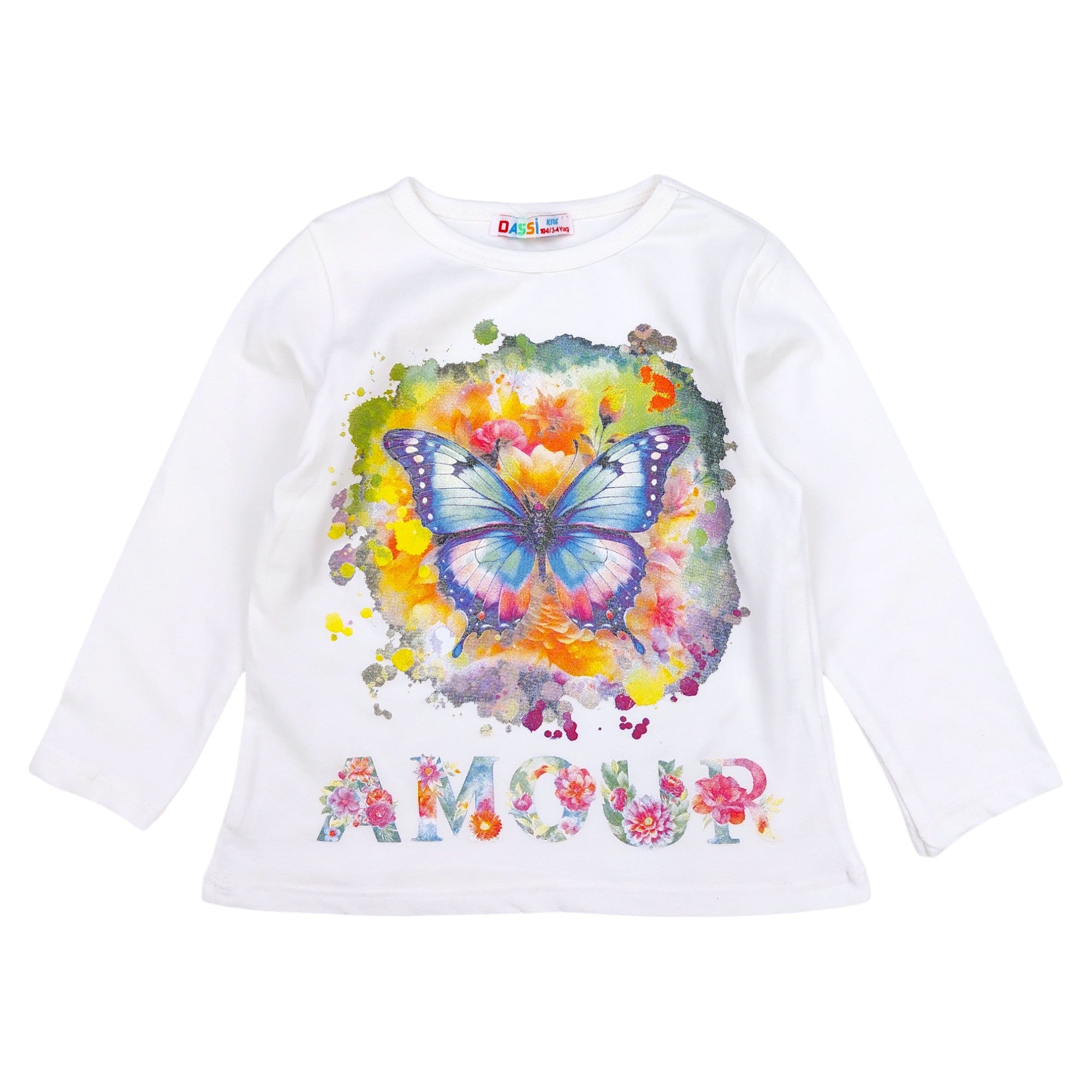 Mädchen Baumwollbluse mit Schmetterlingen creme Dassi 24898-19924