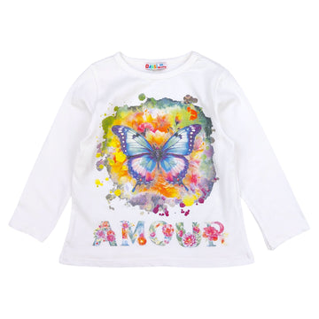 Mädchen Baumwollbluse mit Schmetterlingen creme Dassi 24898-19924