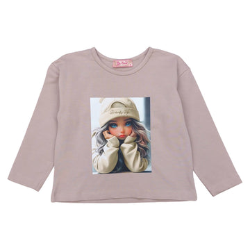 Life Baumwollbluse für Mädchen beige Your Word 465-30924