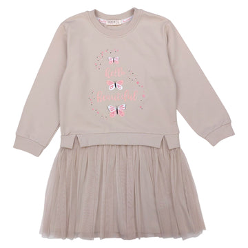 Beiges Baumwollkleid mit Tüll für Mädchen Breeze 20916-30924
