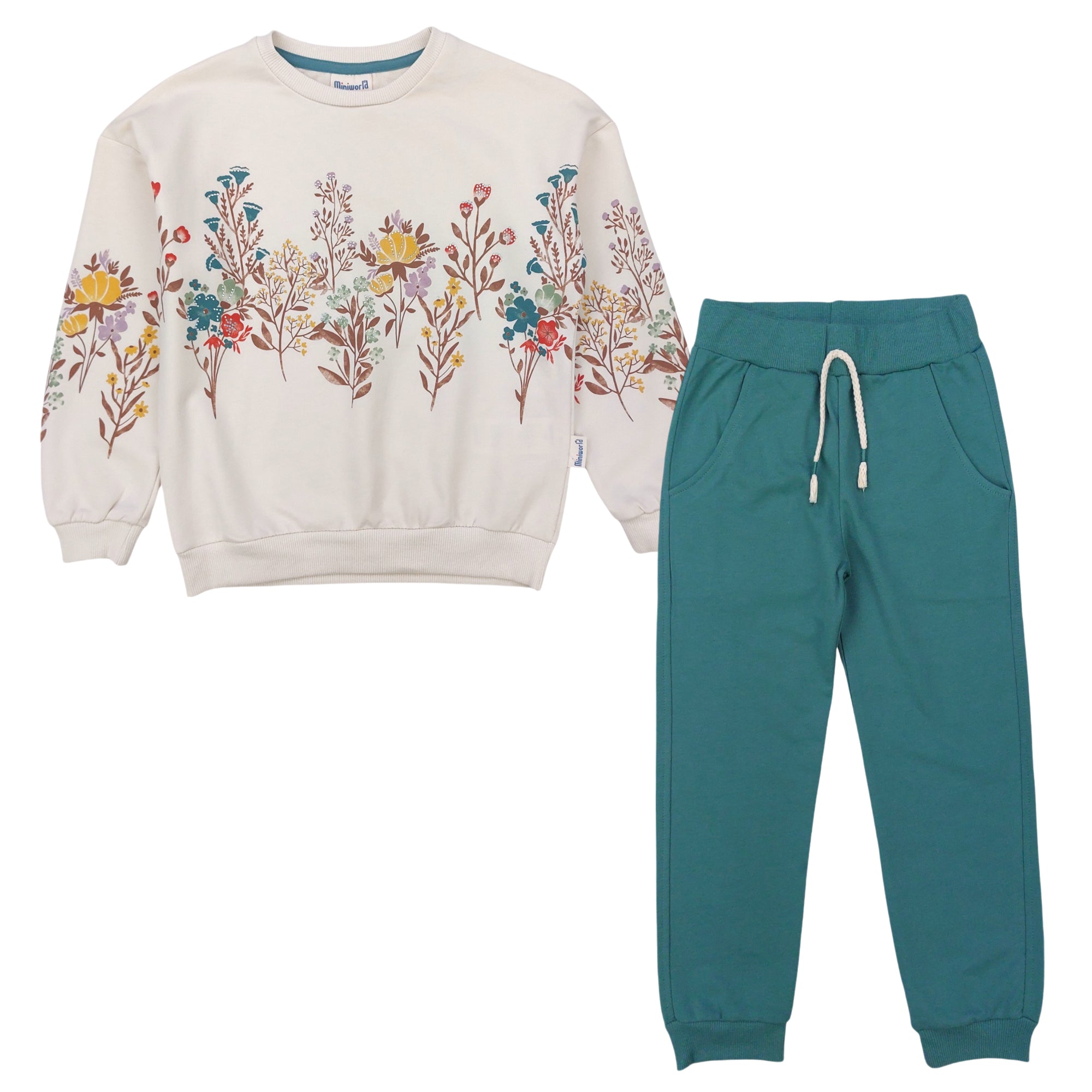 Dünner 2-teiliger Trainingsanzug mit Pailletten für Mädchen, beige, Mini Word 19003-30924