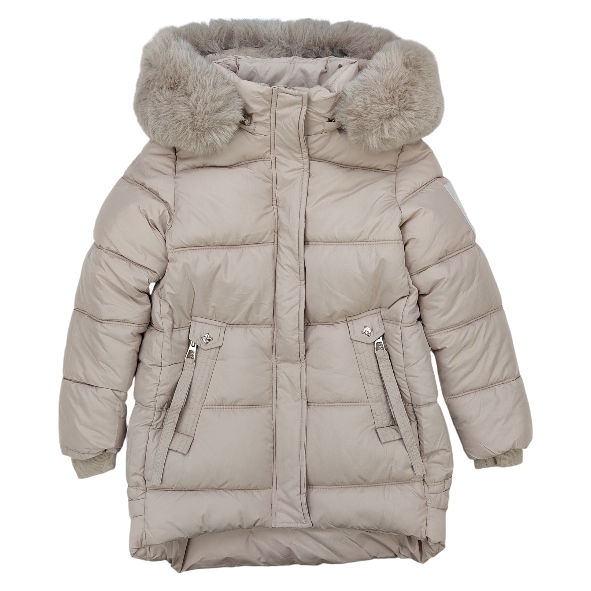 Lange beige Winterjacke für Mädchen Happy House KK-2251-211024
