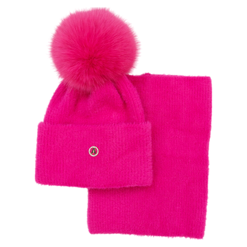Mädchen Alpaka Mütze und Schal Set, Fuchsia, Ambra N-27-241024-21