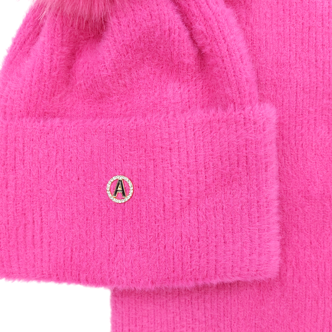 Mädchen Alpaka Mütze und Schal Set, Fuchsia, Ambra N-27-241024-21