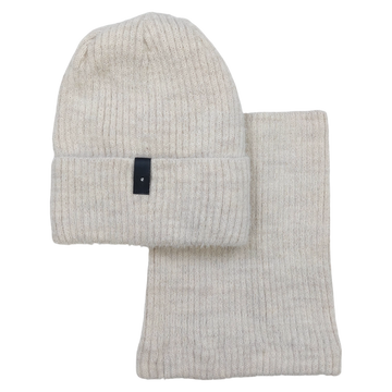 Set Mädchen Alpaka Mütze mit Schlauchschal, hellbeige, Grans KA-27-241024-61