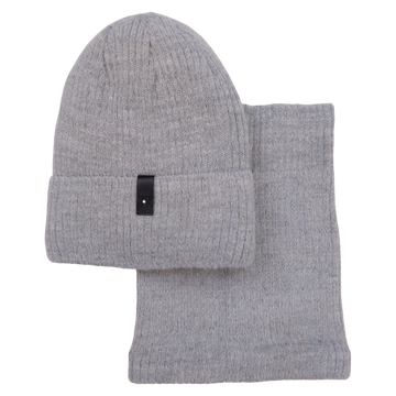 Set Mädchen Alpakamütze mit Snood, aschgrau Grans KA-27-241024-37