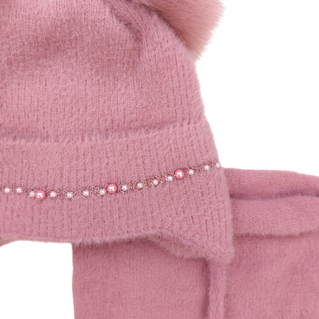 Set aus Mütze mit Schlauchschal, 2 Bommeln, Mädchen, meliert, Ambra D68-241024-47