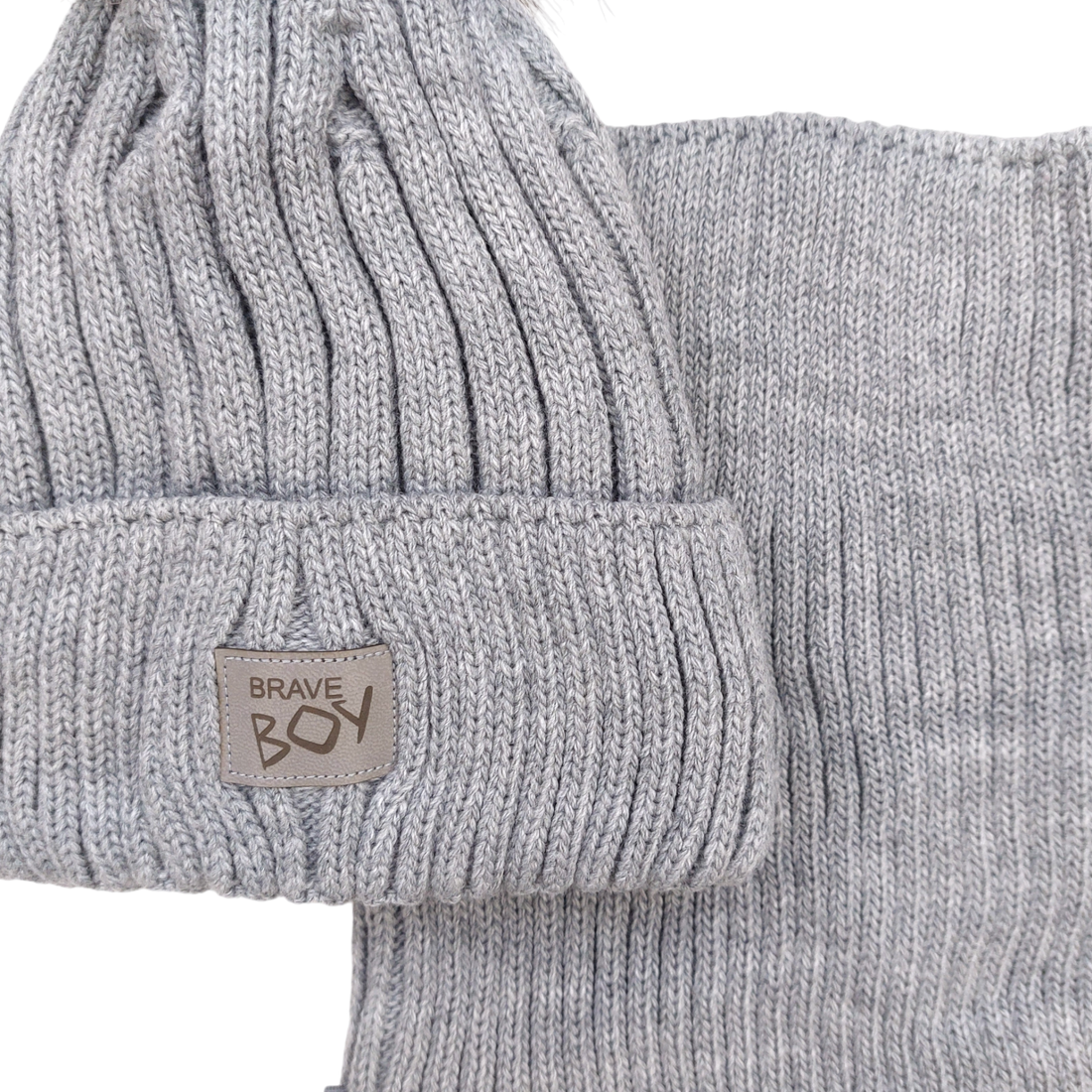 Jungen-Mützen- und Schal-Set, aschgrau Grans KA-32-241024-37