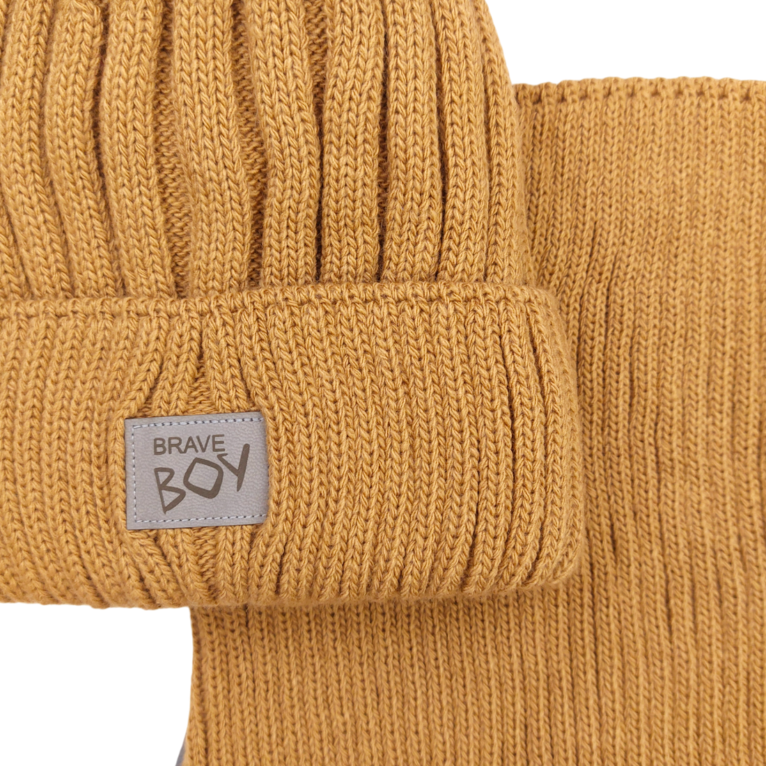 Jungen-Mütze- und Schal-Set, Senfgelb Grans KA-32-241024-60
