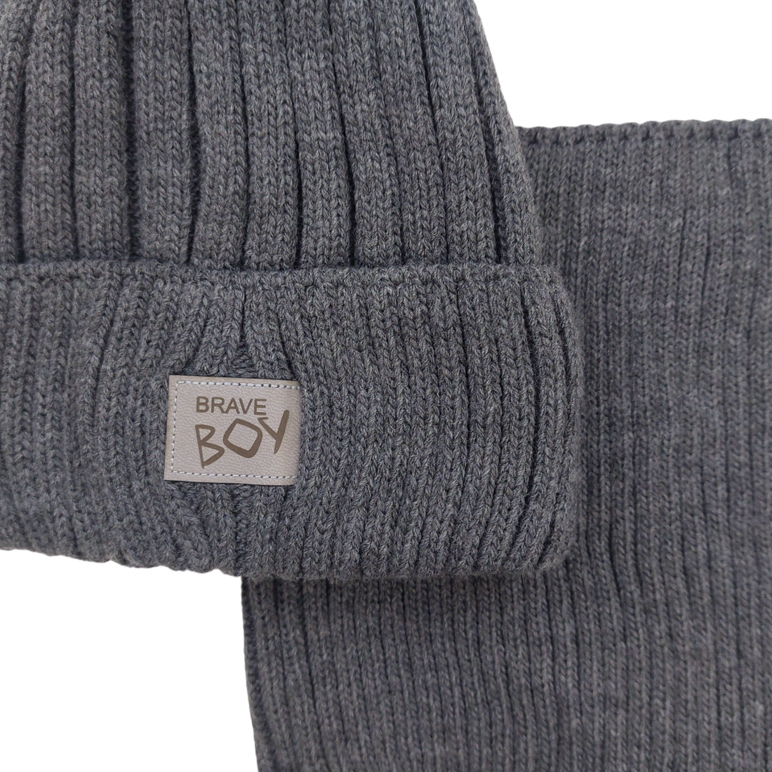 Jungen-Mütze- und Schal-Set, grau Grans KA-32-241024-42