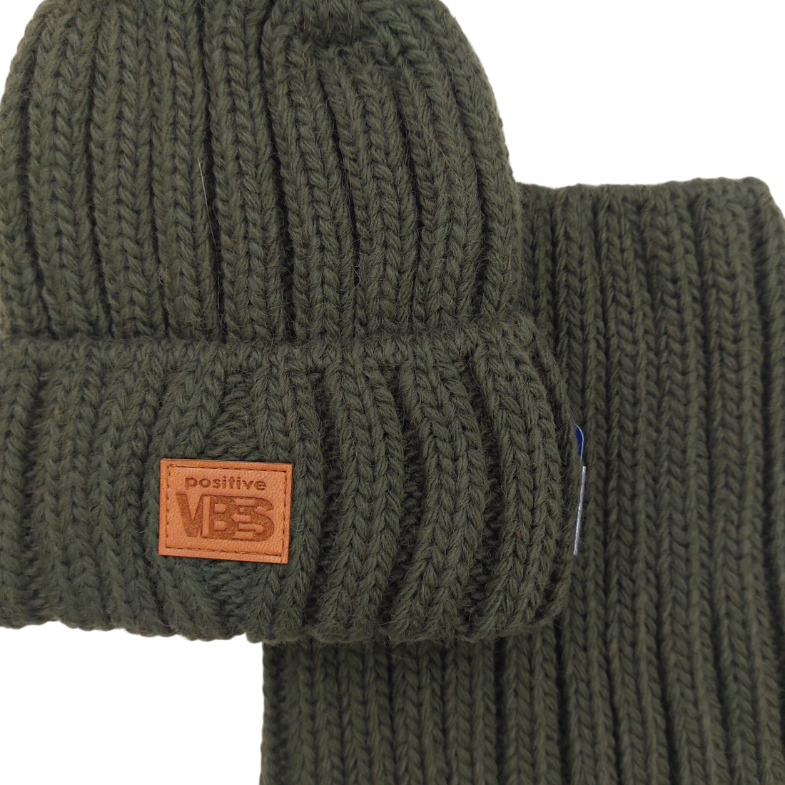 Set aus Mütze mit Schal und Bommel für Jungen, grün, Agbo K-41-241024-48