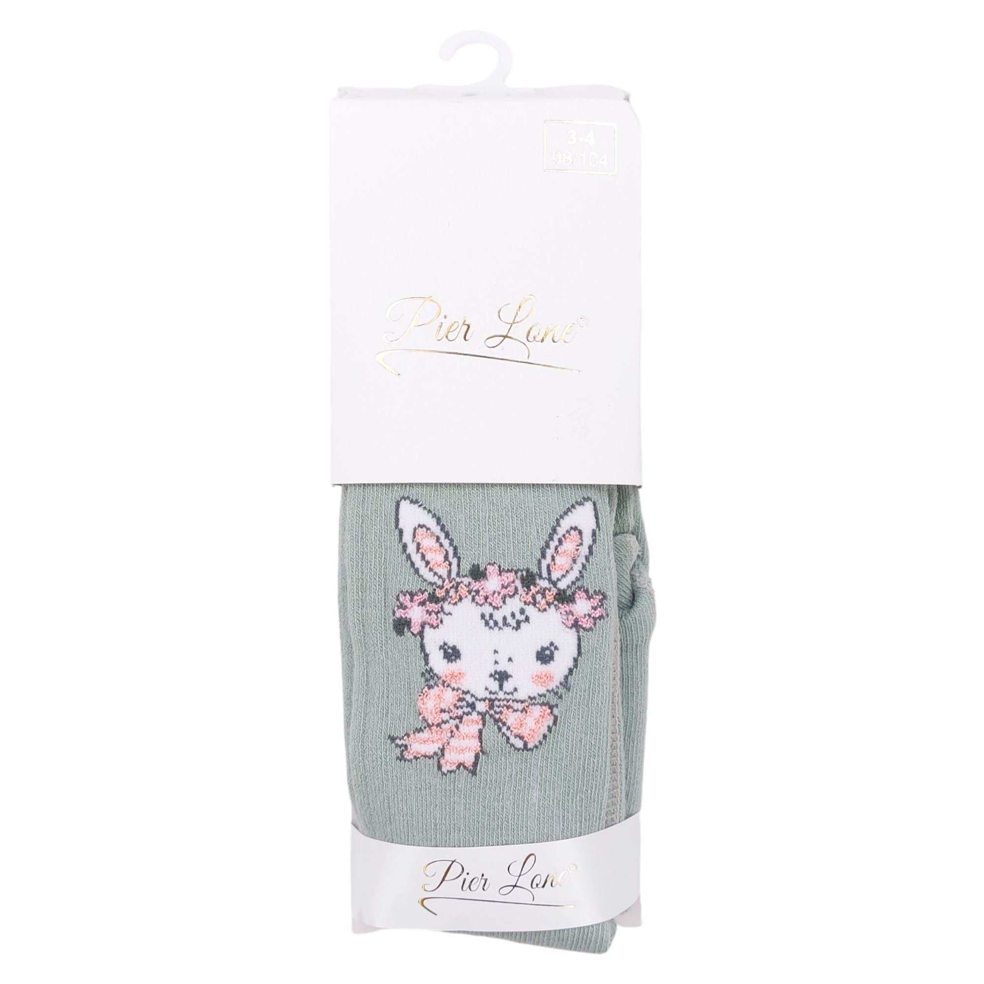 Pier Lone 1748-191024-57 Mädchen-Strumpfhose mit Hasenduft, Salbeigrün