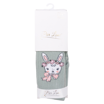 Pier Lone 1748-191024-57 Mädchen-Strumpfhose mit Hasenduft, Salbeigrün