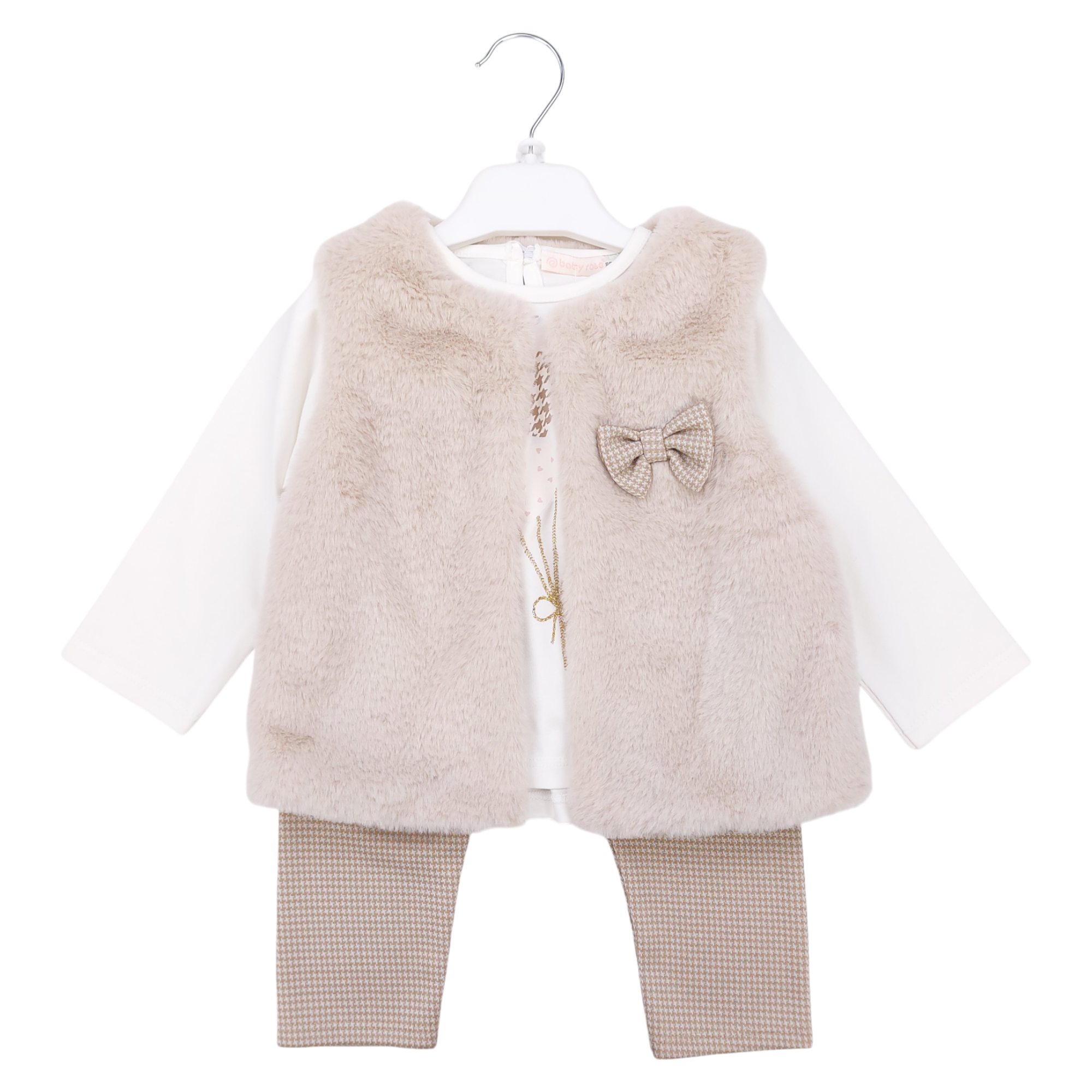 3-teiliges Mädchenset, Beige, Baby Rose 4685-29824 GKMOD
