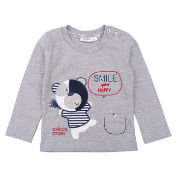 Jungen-Baumwollbluse mit Panda-Motiv, grau, Breeze 11687-161024