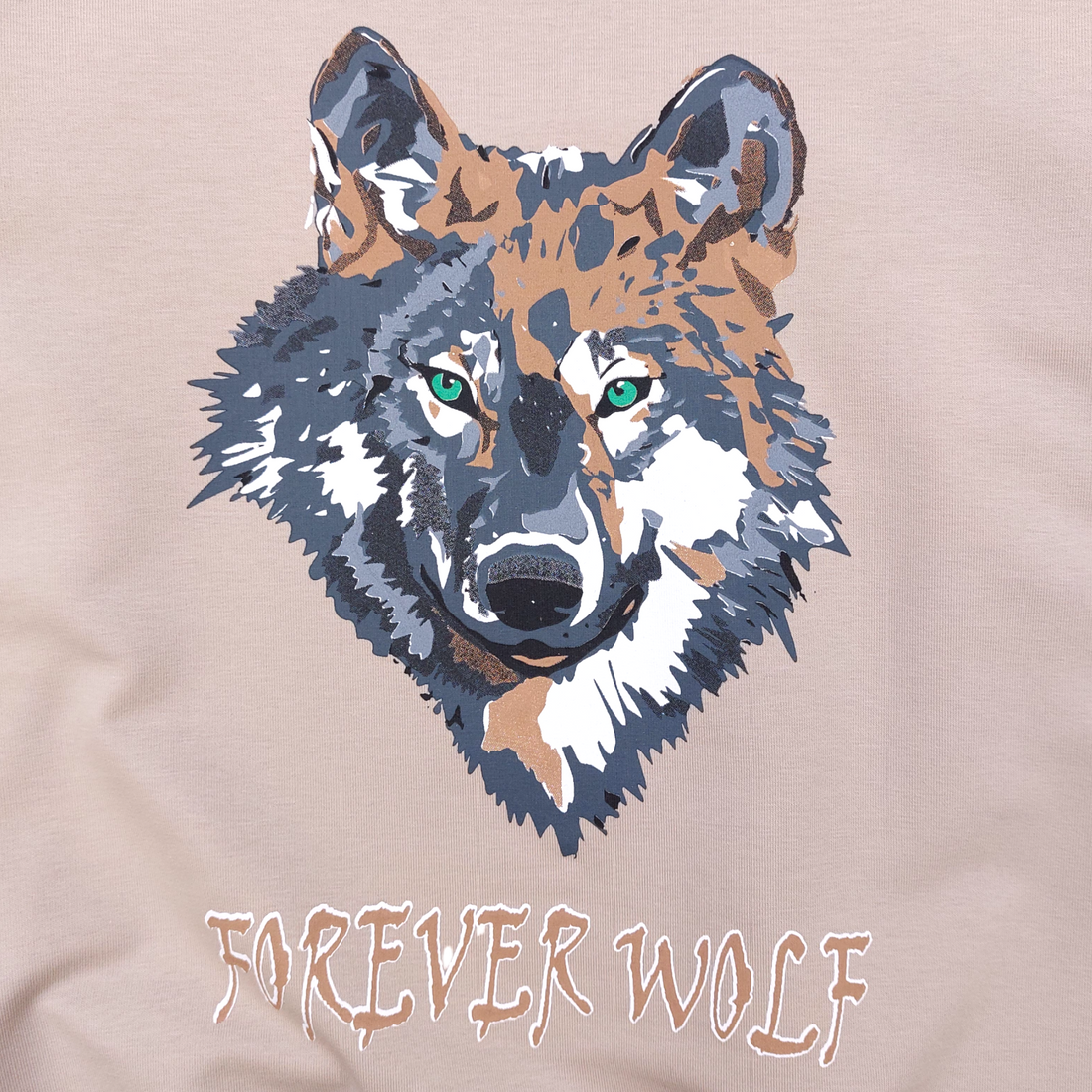 Dünne Bluse mit Wolf für Jungen, beige Dassi 24928-231024