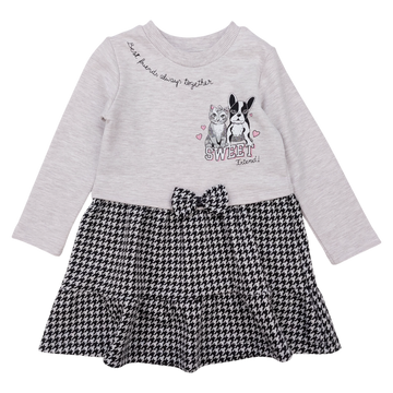 Freizeitkleid für Mädchen mit Hund und Katze, Beige, Pop Fashion 6727-191024-1