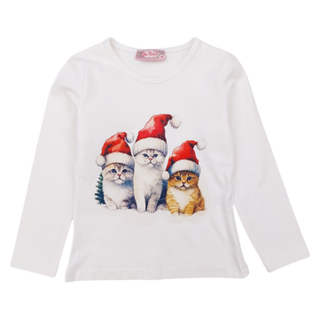 Weihnachtsbluse mit Weihnachtsmann für Mädchen, creme Your Word 5435-191024-28