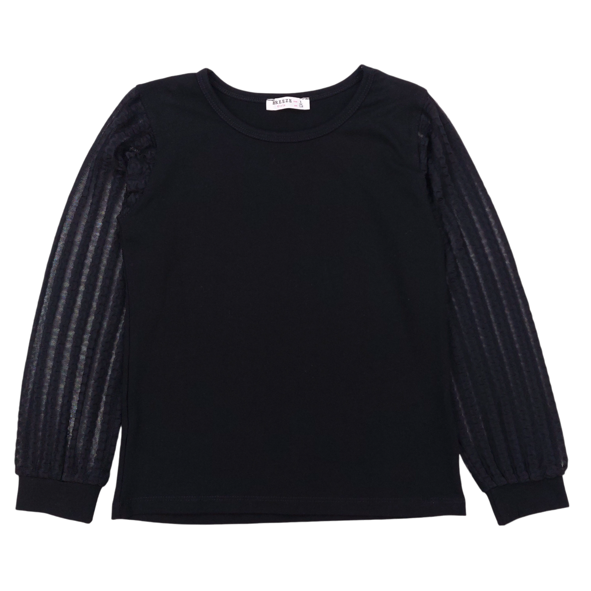 Elegante Bluse mit Spitze für Mädchen, schwarz Breeze 20844-191024-14