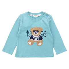 Jungen Baumwollbluse mit Teddybär, mint, Breeze 21143-191024-32