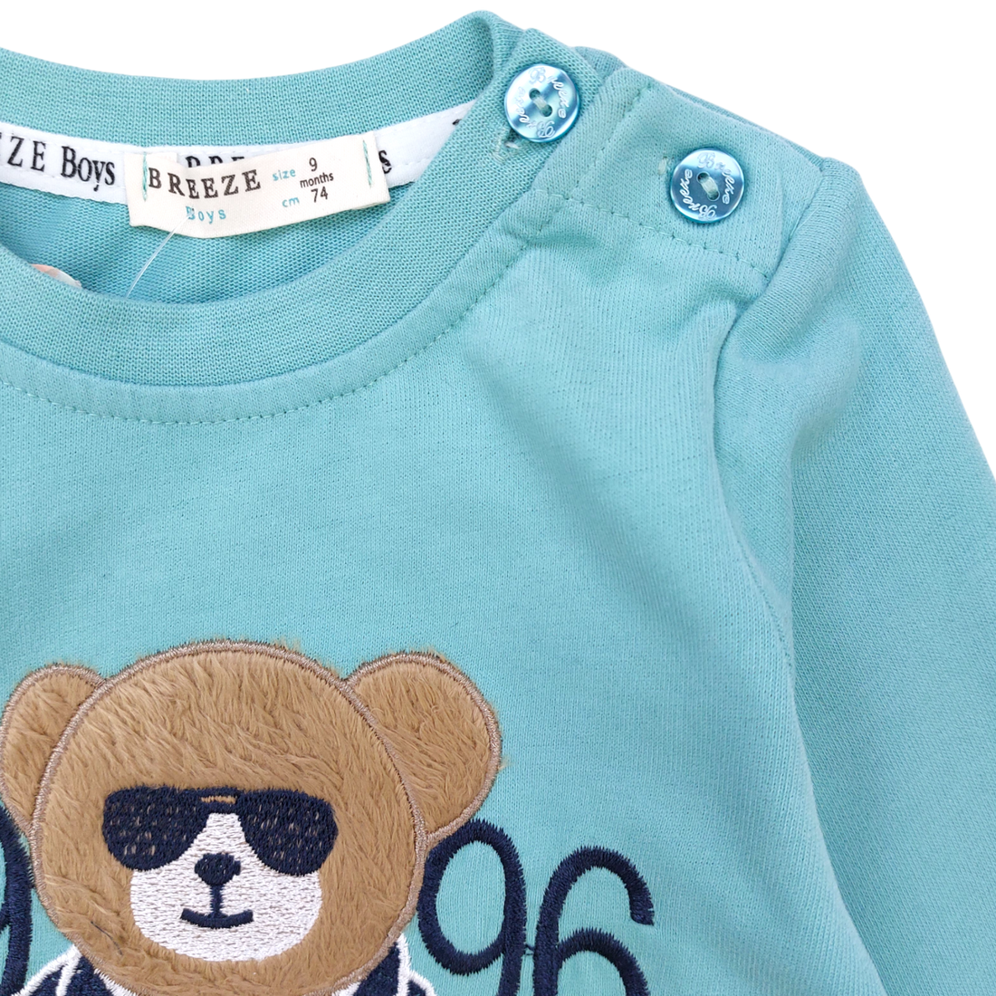 Jungen Baumwollbluse mit Teddybär, mint, Breeze 21143-191024-32